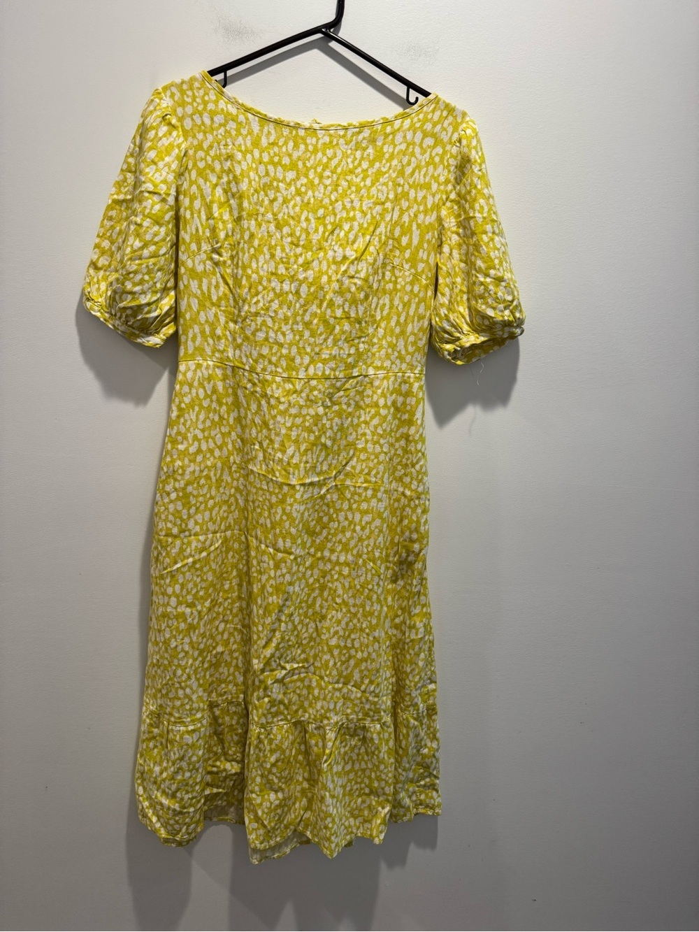 Who What Wear Yellow Animal Print Linen Blend Midi Dress
